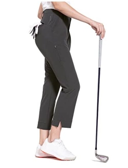 Women's Golf Pants Stretch Lightweight Quick Dry Water Resistant Work Pants with Zipper Pocket