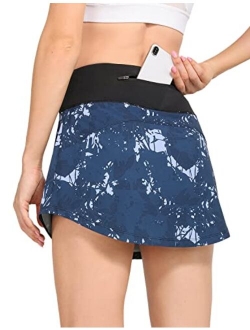 Women's Tennis Skirts High Waisted Athletic Skort Skirts Golf Running Skirts with Zipper Pocket