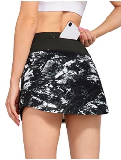 Women's Tennis Skirts High Waisted Athletic Skort Skirts Golf Running Skirts with Zipper Pocket