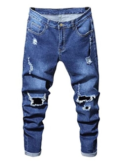 HUNGSON Boy Skinny Jeans Fit Ripped Destroyed Distressed Stretch Slim Jeans Pants