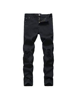 JLLDS LKMQA Boy's Skinny Fit Ripped Destroyed Distressed Slim Fashion Stretch Jeans Pants