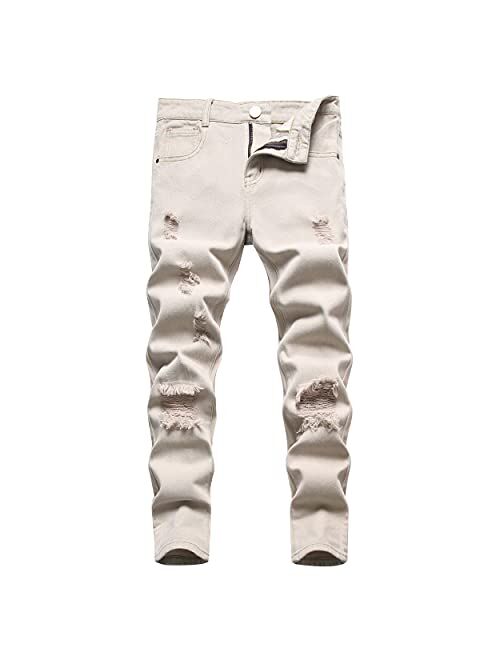 JLLDS LKMQA Boy's Skinny Fit Ripped Destroyed Distressed Slim Fashion Stretch Jeans Pants