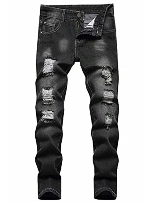 Buy AOWKULAE Boys Skinny Fit Ripped Destroyed Jeans online | Topofstyle