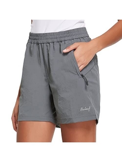 Women's 5" Athletic Shorts for Hiking Running Workout with Zipper Pockets Lightweight Quick Dry UPF 50