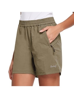 Women's 5" Athletic Shorts for Hiking Running Workout with Zipper Pockets Lightweight Quick Dry UPF 50