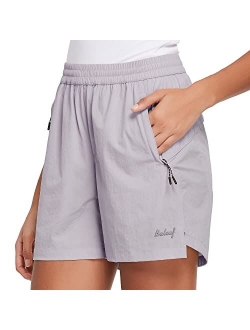 Women's 5" Athletic Shorts for Hiking Running Workout with Zipper Pockets Lightweight Quick Dry UPF 50