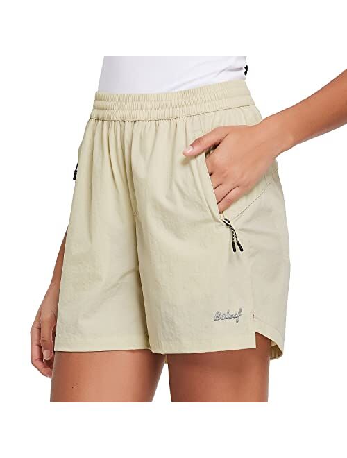 BALEAF Women's 5" Athletic Shorts for Hiking Running Workout with Zipper Pockets Lightweight Quick Dry UPF 50+