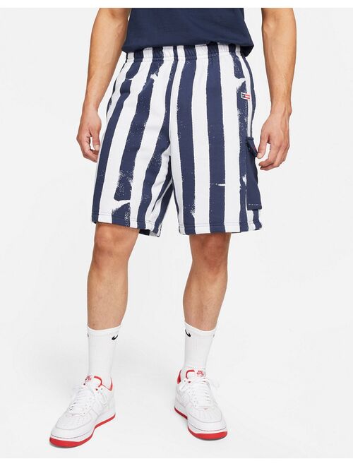 Nike RWD Pack stripe cargo shorts in navy/white