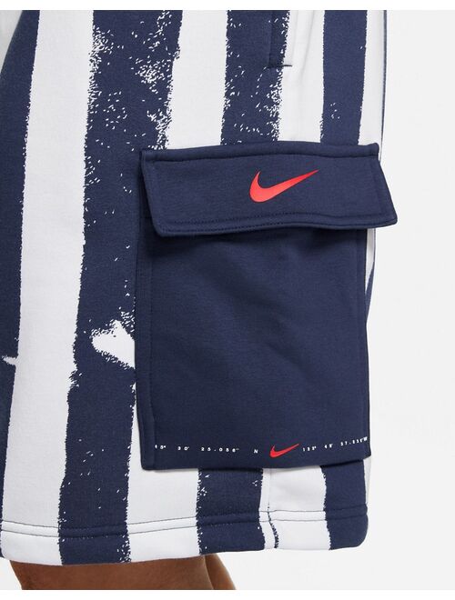 Nike RWD Pack stripe cargo shorts in navy/white