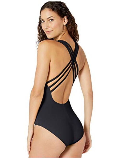 La Blanca Women's Island Goddess Multi-Strap Cross Back Tummy Control One Piece Swimsuit