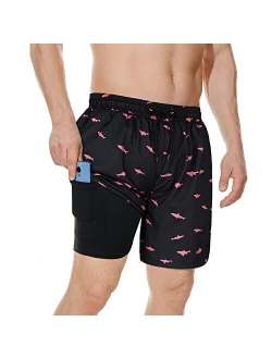 American Trends Mens Swim Trunks Compression Lined Swim Shorts for Outdoor Bathing Suit Shorts