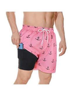 Zando Mens Swim Trunks Quick Dry Beach Shorts for Men Bathing Suits Beach Wear Mens Swim Shorts with Compression Liner