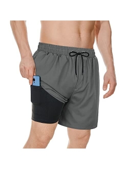 Zando Mens Swim Trunks Quick Dry Beach Shorts for Men Bathing Suits Beach Wear Mens Swim Shorts with Compression Liner