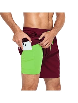 Zando Mens Swim Trunks Quick Dry Beach Shorts for Men Bathing Suits Beach Wear Mens Swim Shorts with Compression Liner