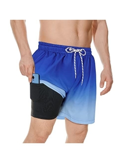 Zando Mens Swim Trunks Quick Dry Beach Shorts for Men Bathing Suits Beach Wear Mens Swim Shorts with Compression Liner