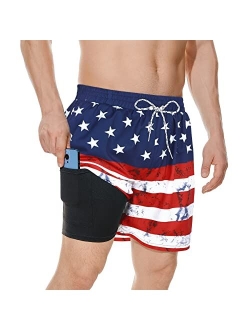 Zando Mens Swim Trunks Quick Dry Beach Shorts for Men Bathing Suits Beach Wear Mens Swim Shorts with Compression Liner