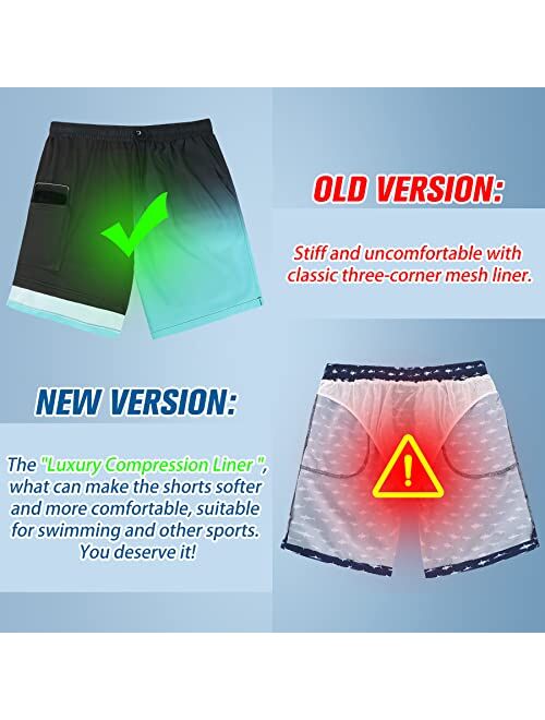 Zando Mens Swim Trunks Quick Dry Beach Shorts for Men Bathing Suits Beach Wear Mens Swim Shorts with Compression Liner