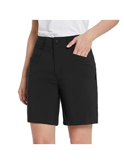 Women's Golf Shorts Stretch 7" Hiking Summer Shorts Quick Dry Bermuda Shorts with Pockets