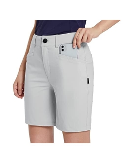 Women's Golf Shorts Stretch 7" Hiking Summer Shorts Quick Dry Bermuda Shorts with Pockets