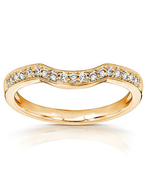 Kobelli Round Diamond Curved Wedding Band 1/6 carat (ctw) in 14K Gold