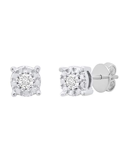 Dazzlingrock Collection 0.10 Carat (ctw) Round White Diamond Ladies Cluster Beaded Stud earrings 1/10 CT, Available in Metal 10K/14K/18K Gold & 925 Sterling Silver