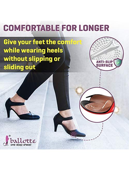 Ballotte Soft Metatarsal Pads for Women and Men Infused with Tea Tree Oil [Anti-Slip Ball of Foot Cushions] Prevent Tension and Forefoot Pain, Strong Adhesive High Heel I