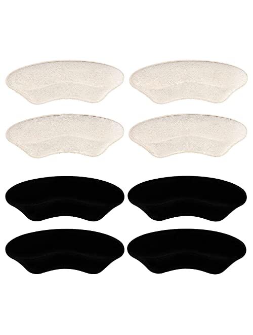 Budefull Heel Grips Liner Cushions Loose Shoes, Self-Adhesive High Heel Pads Inserts Snugs Shoes Too Big Men Women, Prevent Heel Slip and Blister (4 Pairs ), Pale Apricot