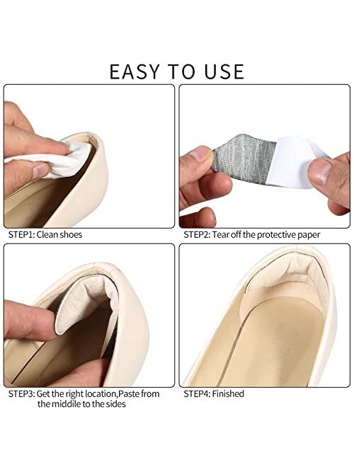 Budefull Heel Grips Liner Cushions Loose Shoes, Self-Adhesive High Heel Pads Inserts Snugs Shoes Too Big Men Women, Prevent Heel Slip and Blister (4 Pairs ), Pale Apricot