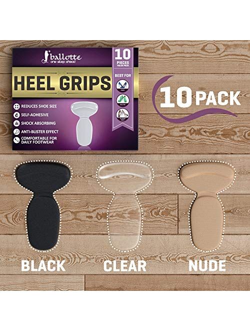 Ballotte 10 Heel Cushion Inserts for Women Shoes [Extra Soft Heel Protection] Self-Adhesive and Shock Absorbing Heel Pads, Sticky Heel Grips, Add Extra Comfort and Volume