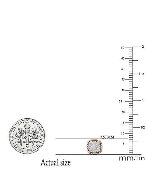 Dazzlingrock Collection 0.30 Carat (ctw) Round White Diamond Ladies Beaded Frame Square Cluster Stud Earrings 1/3 CT, Available in Metal 10K/14K/18K Gold & 925 Sterling S