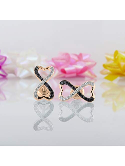 Dazzlingrock Collection Round Gemstone & White Diamond Ladies Heart Shaped Infinity Stud Earrings, Available in Various Gemstones & Metal in 10K/14K/18K Gold & 925 Sterli