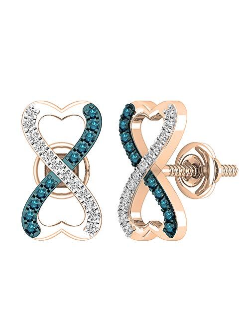 Dazzlingrock Collection Round Gemstone & White Diamond Ladies Heart Shaped Infinity Stud Earrings, Available in Various Gemstones & Metal in 10K/14K/18K Gold & 925 Sterli