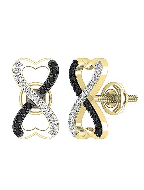 Dazzlingrock Collection Round Gemstone & White Diamond Ladies Heart Shaped Infinity Stud Earrings, Available in Various Gemstones & Metal in 10K/14K/18K Gold & 925 Sterli