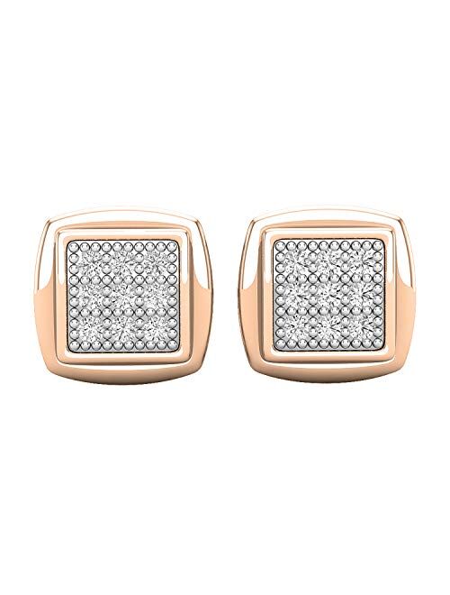 Dazzlingrock Collection 0.25 Carat (ctw) Round White Diamond Ladies Square Frame Stud Earrings 1/4 CT, Available in Metal 10K/14K/18K Gold & 925 Sterling Silver