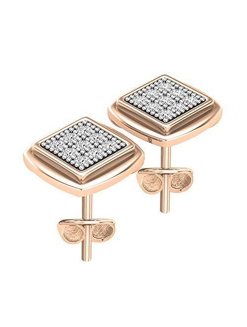 Dazzlingrock Collection 0.25 Carat (ctw) Round White Diamond Ladies Square Frame Stud Earrings 1/4 CT, Available in Metal 10K/14K/18K Gold & 925 Sterling Silver