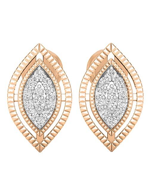 Dazzlingrock Collection 0.10 Carat (ctw) Round White Diamond Ladies Marquise Shape Stud Earrings 1/10 CT, Available in Metal 10K/14K/18K Gold & 925 Sterling Silver