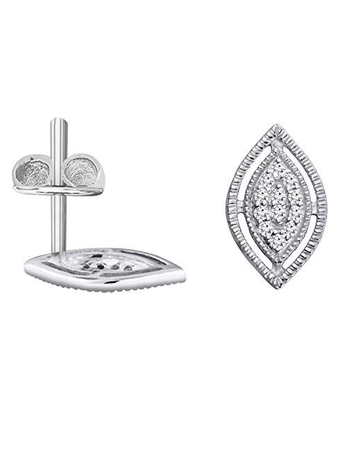 Dazzlingrock Collection 0.10 Carat (ctw) Round White Diamond Ladies Marquise Shape Stud Earrings 1/10 CT, Available in Metal 10K/14K/18K Gold & 925 Sterling Silver