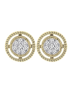 Collection 0.10 Carat (ctw) Round White Diamond Ladies Cluster Circle Stud Earrings 1/10 CT, Available in Metal 10K/14K/18K Gold & 925 Sterling Silver