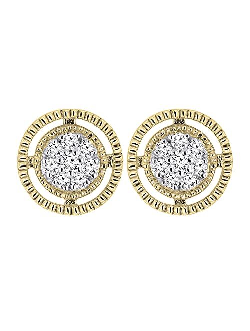 Dazzlingrock Collection 0.10 Carat (ctw) Round White Diamond Ladies Cluster Circle Stud Earrings 1/10 CT, Available in Metal 10K/14K/18K Gold & 925 Sterling Silver