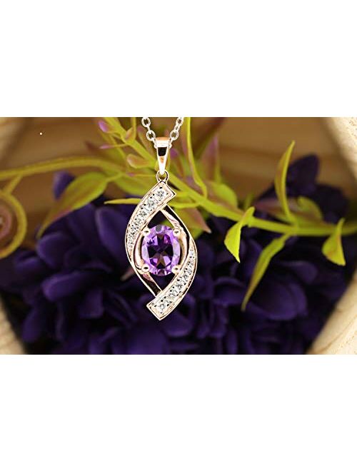 Dazzlingrock Collection 8X6 MM Oval Gemstone & Round White Diamond Ladies Flame Pendant (Silver Chain Included), Available in Various Gemstones & Metal in 10K/14K/18K Gol