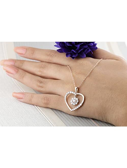 Dazzlingrock Collection 1.00 Carat (ctw) Round White Diamond Ladies Heart Pendant 1 CT, Available in Metal 10K/14K/18K Gold & 925 Sterling Silver