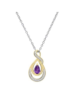 Collection 6X4 MM Pear Gemstone & Round White Diamond Ladies Swirl Infinity Teardrop Pendant, Available in Various Gemstones & Metal in 10K/14K/18K Gold & 92