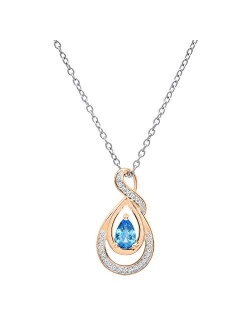 Collection 6X4 MM Pear Gemstone & Round White Diamond Ladies Swirl Infinity Teardrop Pendant, Available in Various Gemstones & Metal in 10K/14K/18K Gold & 92