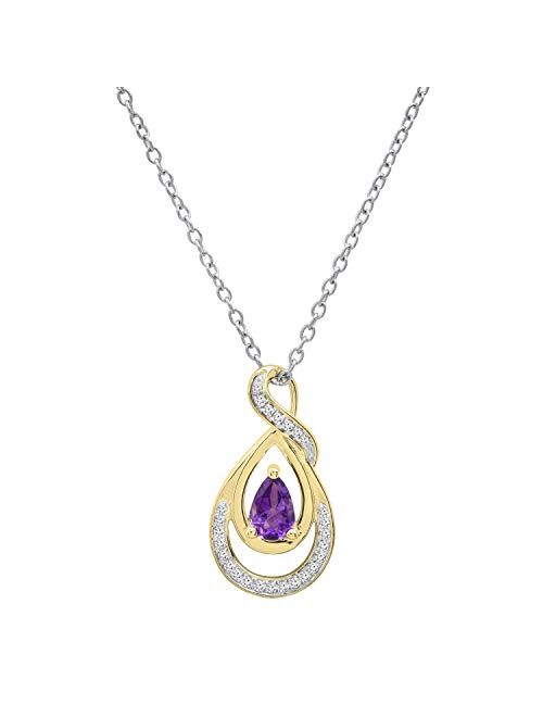 Dazzlingrock Collection 6X4 MM Pear Gemstone & Round White Diamond Ladies Swirl Infinity Teardrop Pendant, Available in Various Gemstones & Metal in 10K/14K/18K Gold & 92