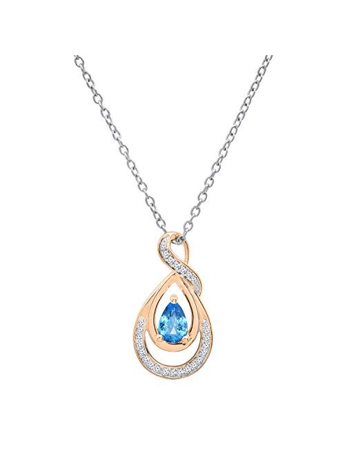 Dazzlingrock Collection 6X4 MM Pear Gemstone & Round White Diamond Ladies Swirl Infinity Teardrop Pendant, Available in Various Gemstones & Metal in 10K/14K/18K Gold & 92