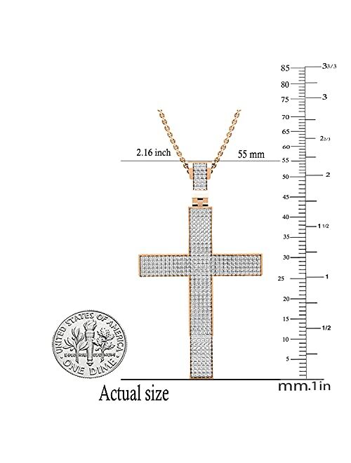 Dazzlingrock Collection 0.73 Carat (ctw) Round White Diamond Mens Hip Hop Religious Cross Pendant with 18 Inch Chain 3/4 CT | Available in Metal 10K/14K/18K Gold & 925 St