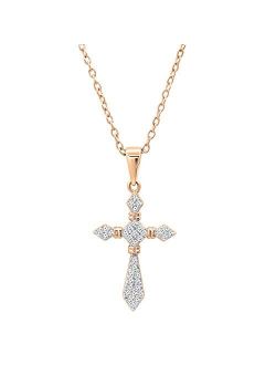 Collection 0.20 Carat (ctw) Round White Diamond Ladies Cross Religious Pendant 1/5 CT, Available in Metal 10K/14K/18K Gold & 925 Sterling Silver