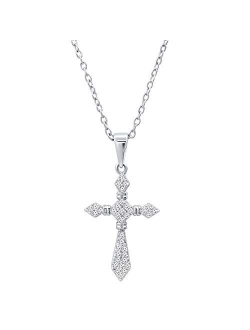 Collection 0.20 Carat (ctw) Round White Diamond Ladies Cross Religious Pendant 1/5 CT, Available in Metal 10K/14K/18K Gold & 925 Sterling Silver