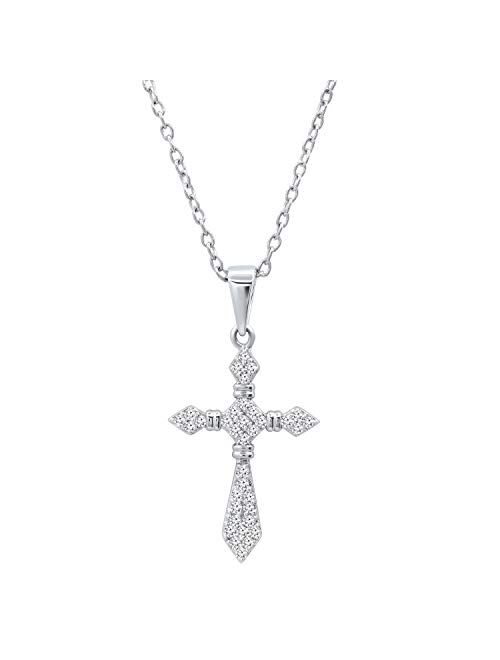 Dazzlingrock Collection 0.20 Carat (ctw) Round White Diamond Ladies Cross Religious Pendant 1/5 CT, Available in Metal 10K/14K/18K Gold & 925 Sterling Silver