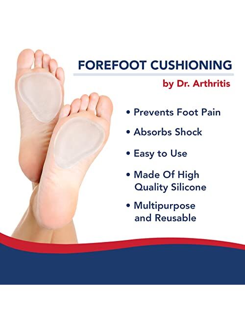 Dr. Arthritis Doctor Developed Metatarsal Pads for Women & Men - Shoe Gummies for Heels, Gel Ball of Foot Cushions for Women, High Heel Inserts for Women, Insoles Shoe Pa